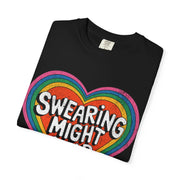 Swearing Might Help Retro Rainbow Comfort Colors Tee LavenderCeleste