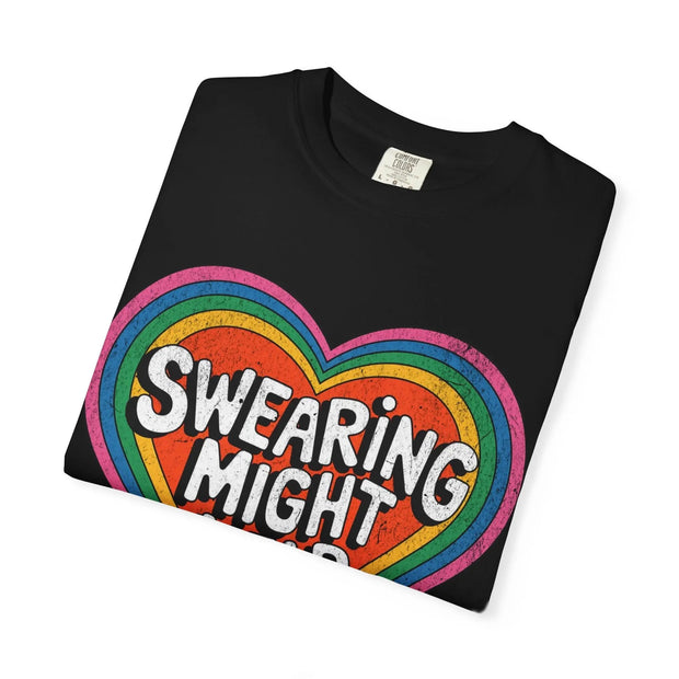 Swearing Might Help Retro Rainbow Comfort Colors Tee LavenderCeleste