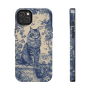 Maine Coon Toile Tough Phone Case – Vintage Blue Floral Cat Pattern - LavenderCeleste