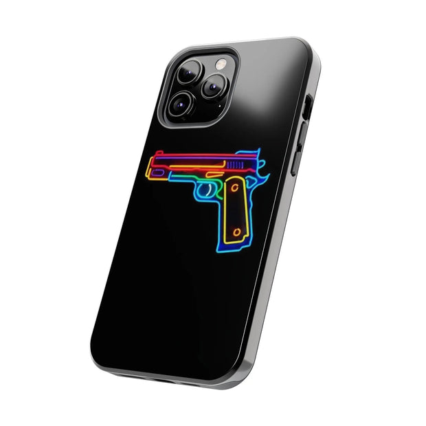 Neon Rainbow Gun Tough Phone Case – Bold Retro Vaporwave Aesthetic Printify