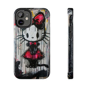 Goth Bow Cat Graffiti Pop Art Tough Phone Case LavenderCeleste