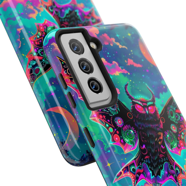 Mothman Tough Phone Case – Psychedelic Neon Cryptid Aesthetic - LavenderCeleste