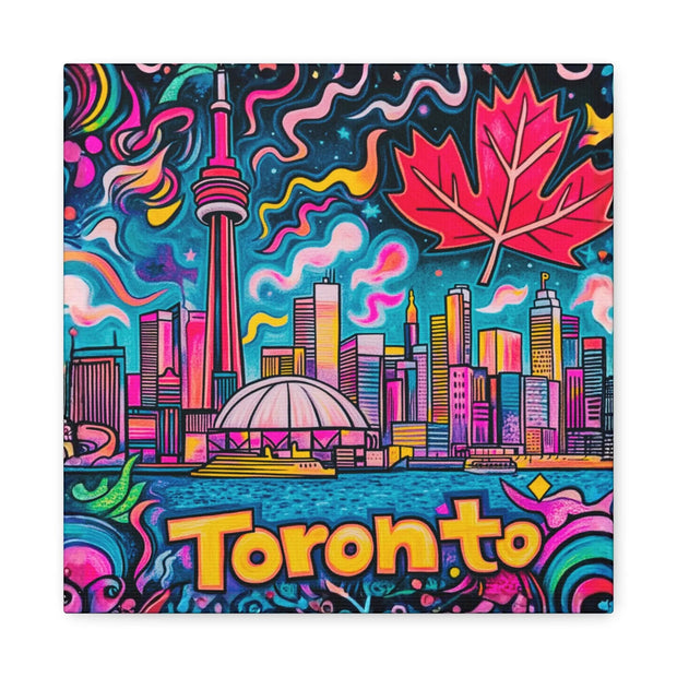 Toronto Pop Art Skyline Matte Canvas Wall Art LavenderCeleste