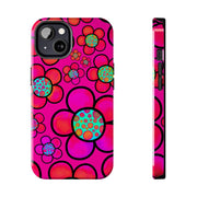 Hot Pink Retro Flower Power Tough Phone Case LavenderCeleste