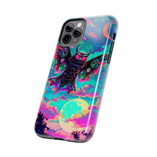 Mothman Tough Phone Case – Psychedelic Neon Cryptid Aesthetic - LavenderCeleste