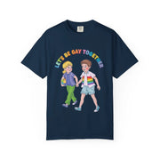 Let’s Be Gay Together Retro Pride Comfort Colors Tee – LGBTQ+ Vintage Rainbow Design