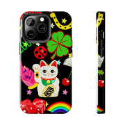 Lucky Symbols Tough Phone Case – 777 Dice Rainbow Maneki Neko Design - LavenderCeleste