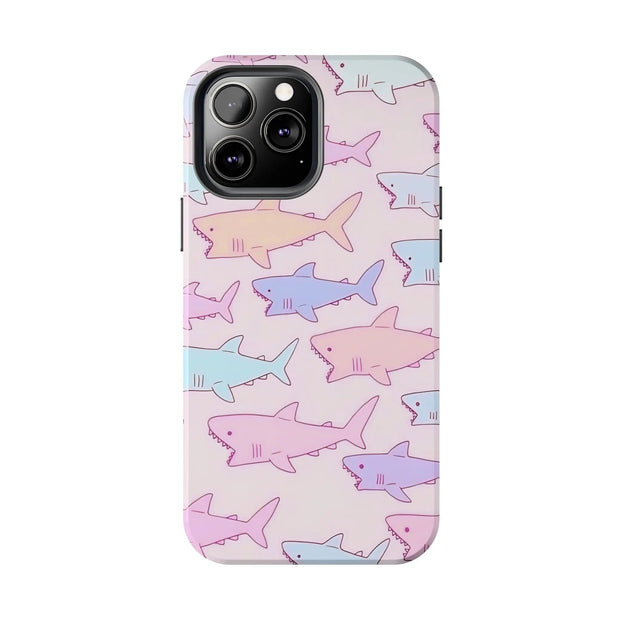 Pastel Shark Pattern Tough Phone Case Printify
