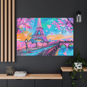 Pink Paris Eiffel Tower Dreamy Matte Canvas Art LavenderCeleste
