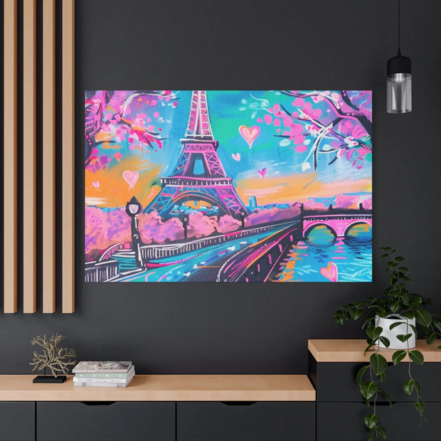 Pink Paris Eiffel Tower Dreamy Matte Canvas Art LavenderCeleste