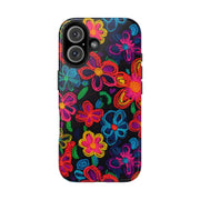 Neon Crochet Floral Tough Phone Case – Vibrant Retro Handmade Pattern Printify