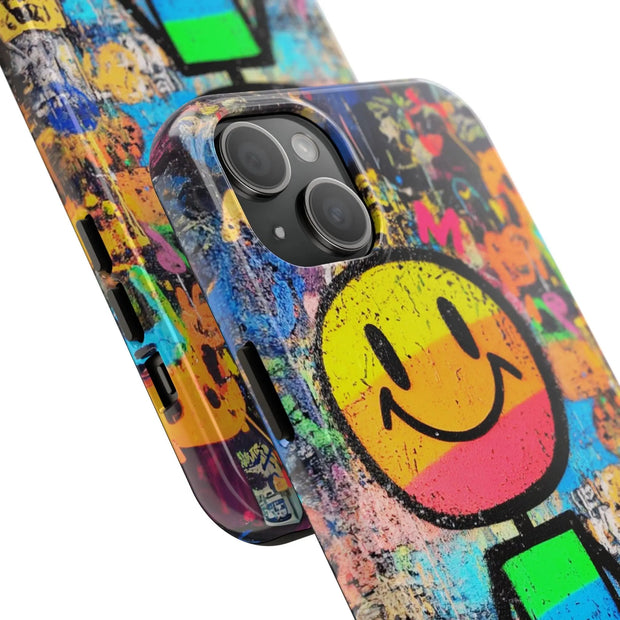 Rainbow Graffiti Smiley Tough Phone Case LavenderCeleste