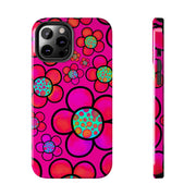 Hot Pink Retro Flower Power Tough Phone Case LavenderCeleste