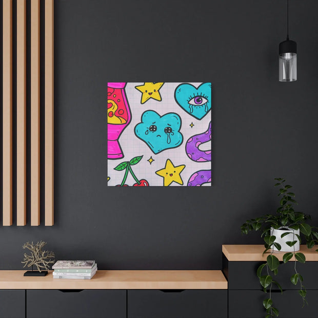 Kawaii Lava Lamp Sad Cloud Snake Matte Canvas Print LavenderCeleste