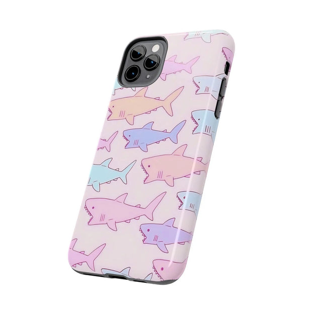 Pastel Shark Pattern Tough Phone Case Printify