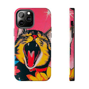Yawning Cat Pop Art Bright Retro Aesthetic Tough Phone Case LavenderCeleste
