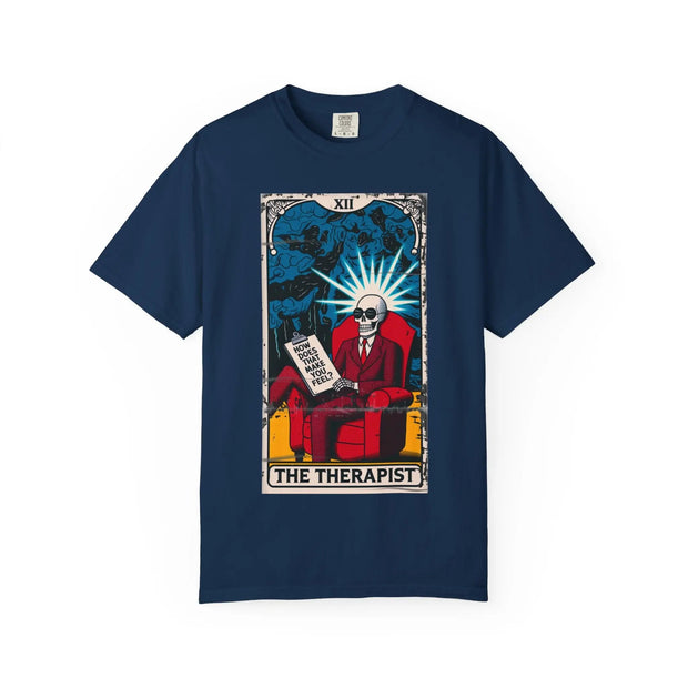 The Therapist Skeleton Tarot Comfort Colors Tee LavenderCeleste