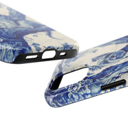 Yorkie Blue Toile de Jouy Aesthetic Tough Phone Case LavenderCeleste