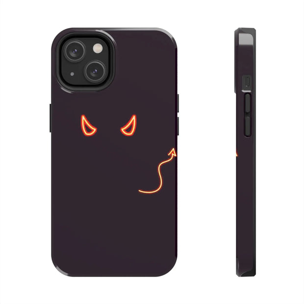 Neon Devil Eyes Tough Phone Case – Minimal Dark Glow Aesthetic Printify