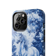 Blue Toile Horse Country Scenic Tough Phone Case LavenderCeleste