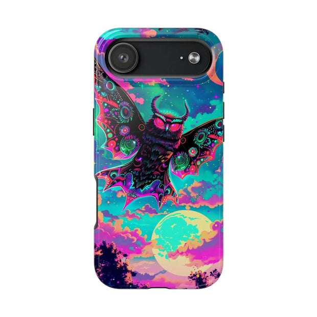 Mothman Tough Phone Case – Psychedelic Neon Cryptid Aesthetic - LavenderCeleste