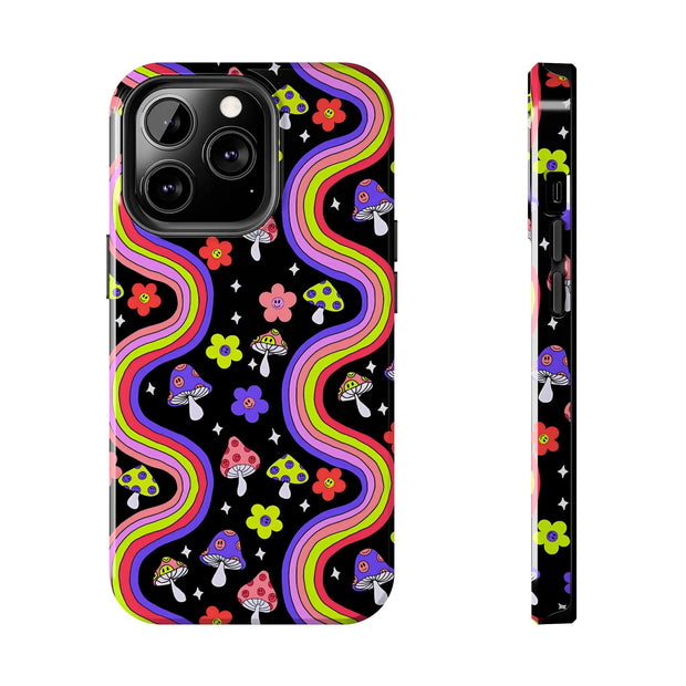 Groovy Mushroom Rainbow Tough Phone Case LavenderCeleste