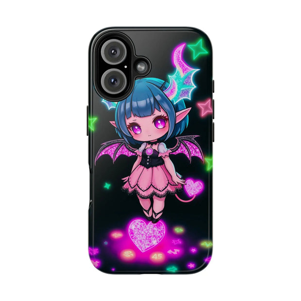 Kawaii Gothic Succubus Neon Heart Tough Phone Case