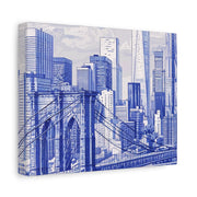 New York City Toile Art – Blue Scenic Skyline Matte Canvas Printify