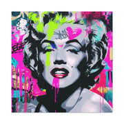 Marilyn Monroe Graffiti Matte Canvas – Neon Pop Art Street Style Wall Decor - LavenderCeleste