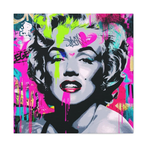 Marilyn Monroe Graffiti Matte Canvas – Neon Pop Art Street Style Wall Decor - LavenderCeleste