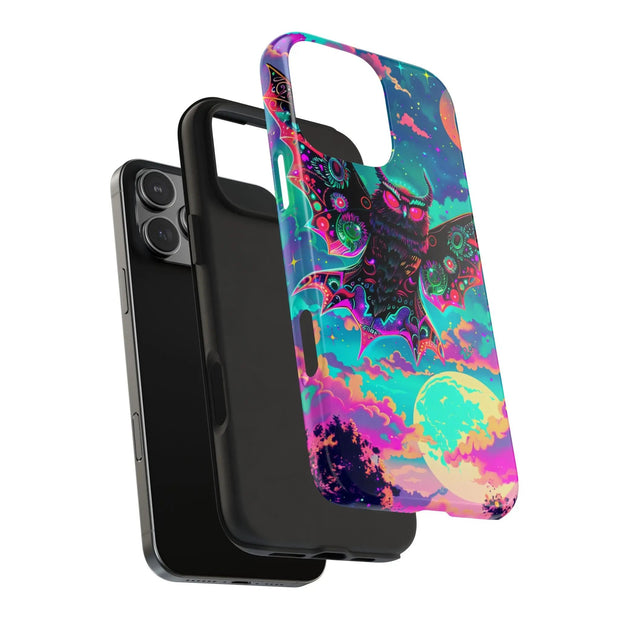 Mothman Tough Phone Case – Psychedelic Neon Cryptid Aesthetic - LavenderCeleste