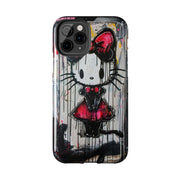 Goth Bow Cat Graffiti Pop Art Tough Phone Case LavenderCeleste