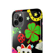 Lucky Symbols Tough Phone Case – 777 Dice Rainbow Maneki Neko Design - LavenderCeleste