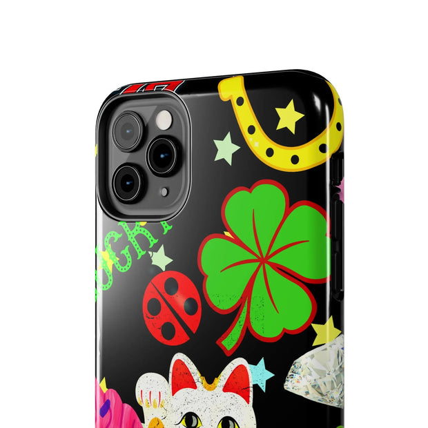 Lucky Symbols Tough Phone Case – 777 Dice Rainbow Maneki Neko Design - LavenderCeleste