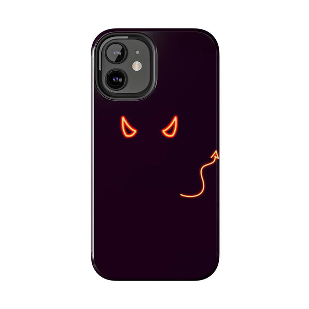 Neon Devil Eyes Tough Phone Case – Minimal Dark Glow Aesthetic Printify