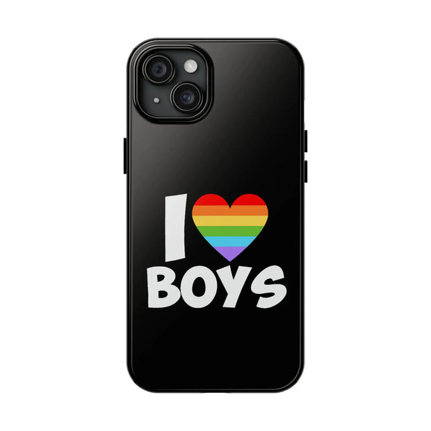 I Love Boys Pride Tough Phone Case – LGBTQ+ Rainbow Heart Design