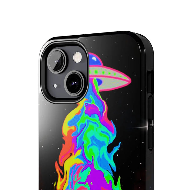 Psychedelic Neon UFO Abduction Tough Phone Case LavenderCeleste