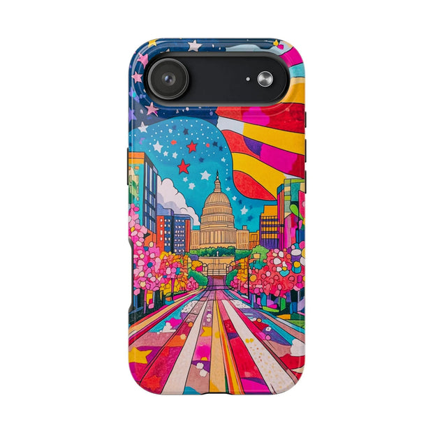 Washington DC Psychedelic Capitol Rainbow Tough Phone Case LavenderCeleste