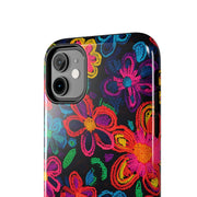 Neon Crochet Floral Tough Phone Case – Vibrant Retro Handmade Pattern Printify