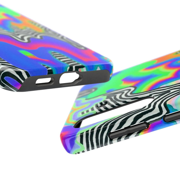 Trippy Technicolor Drip Retro Tough Phone Case LavenderCeleste