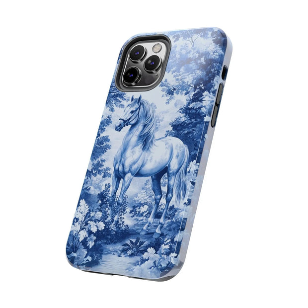 Blue Toile Horse Country Scenic Tough Phone Case LavenderCeleste