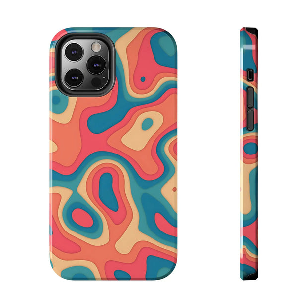 Retro Coral Abstract Mid-Century Tough Phone Case LavenderCeleste