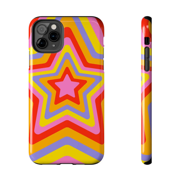 Retro Rainbow Star Groovy Tough Phone Case LavenderCeleste