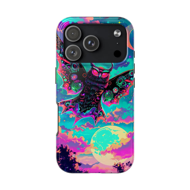 Mothman Tough Phone Case – Psychedelic Neon Cryptid Aesthetic - LavenderCeleste