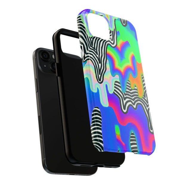 Trippy Technicolor Drip Retro Tough Phone Case LavenderCeleste