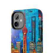 Shanghai Skyline Collage Pop Art Tough Phone Case LavenderCeleste