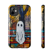 Sad Ghost on Park Bench Abstract Art Phone Case LavenderCeleste
