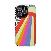 Retro Mod UFO Rainbow Beam Tough Phone Case LavenderCeleste