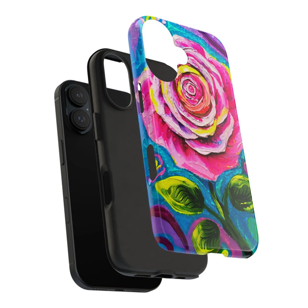 Vibrant Pink Rose Abstract Tough Phone Case LavenderCeleste