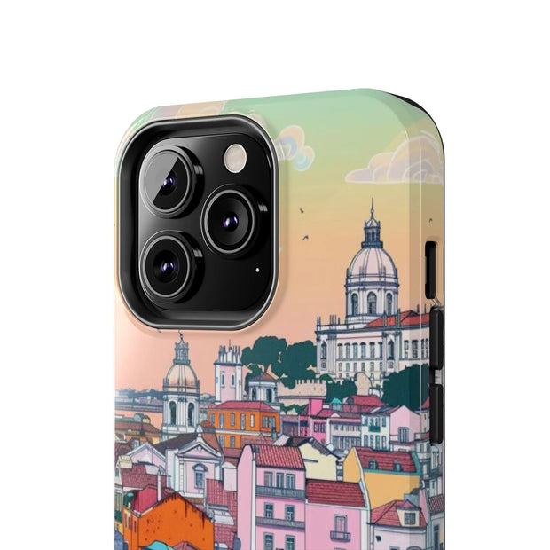 Lisbon Portugal Tough Phone Case – Pastel City Skyline Aesthetic